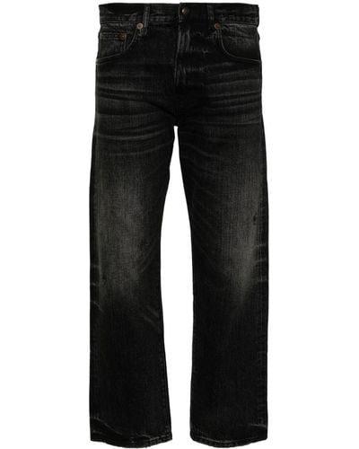 R13 Cropped-Jeans mit hohem Bund - Schwarz