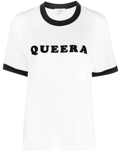 Quira Logo-print Contrast-trim T-shirt - White