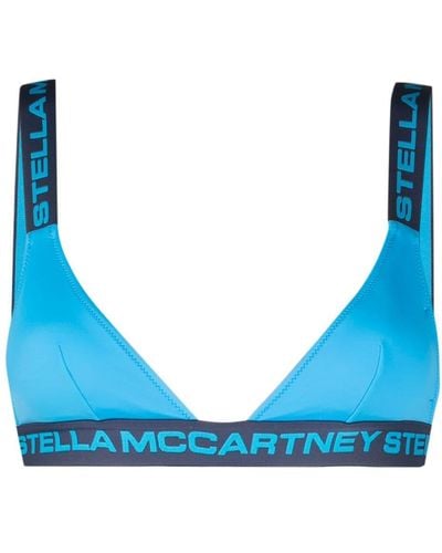 Stella McCartney Haut de bikini à logo strassé - Bleu