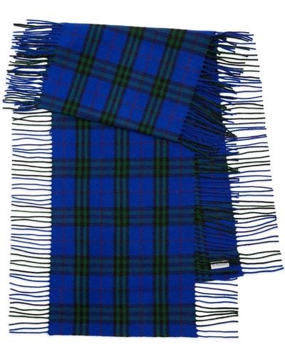 Burberry Check-pattern Cashmere Scarf - Blue