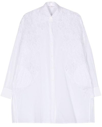 Ermanno Scervino Floral-appliqué Cotton Shirt - White