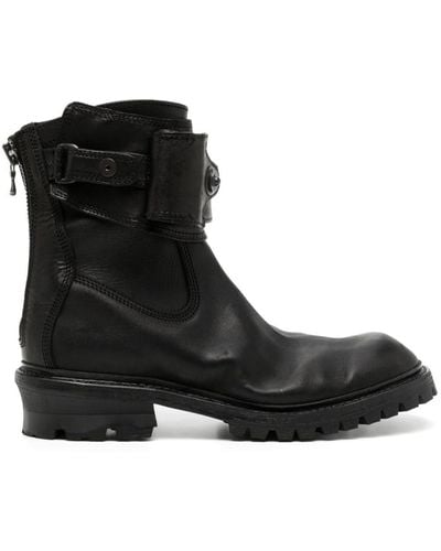 Julius Round-toe Leather Boots - Black