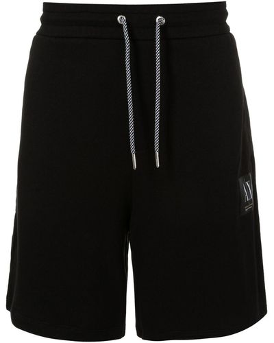 Armani Exchange Shorts sportivi con applicazione logo - Nero