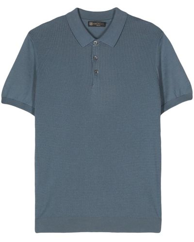 Corneliani ワッフルニット ポロシャツ - ブルー