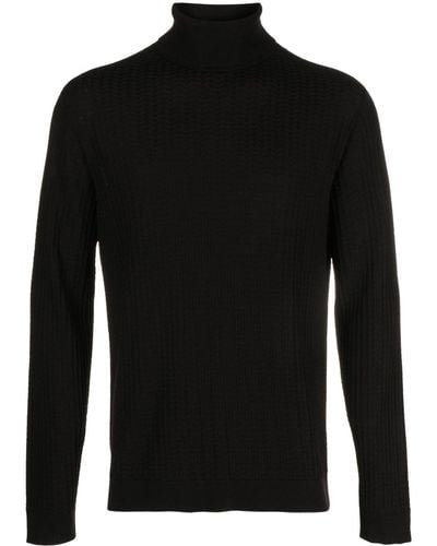 Giorgio Armani Roll-neck Intarsia-knit Jumper - Black