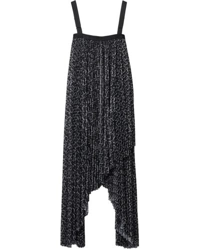 Burberry Chain-print Pleated Dress - Black