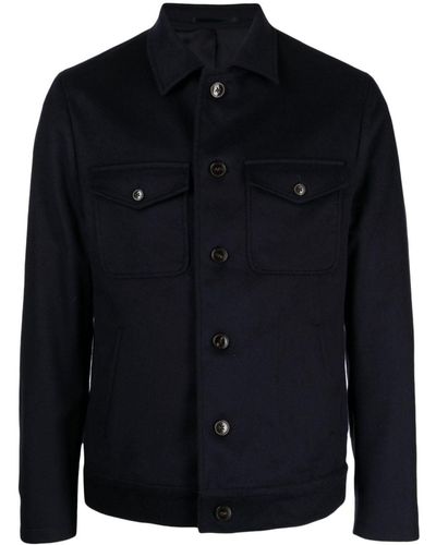 N.Peal Cashmere Spread-collar Wool-blend Jacket - Blue