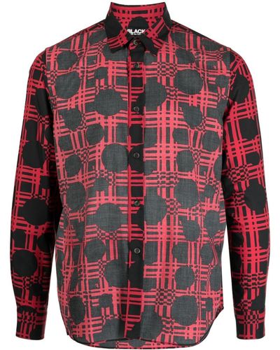 COMME DES GARÇON BLACK Graphic-print Classic-collar Shirt - Red