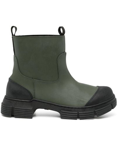 Ganni Contrast Toe-cap Detail Boots - Green