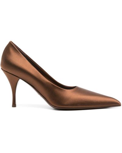 Prada 85mm Satin Court Shoes - Brown