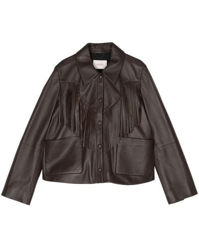 Dorothee Schumacher Fringe-detail Leather Jacket - Brown