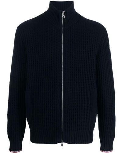 Moncler Zipped Ribbed-knit Cardigan - Blauw