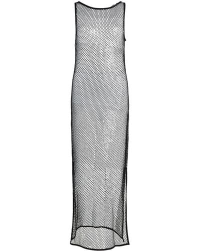 Karl Lagerfeld Sequin Mesh Maxi Dress - Black