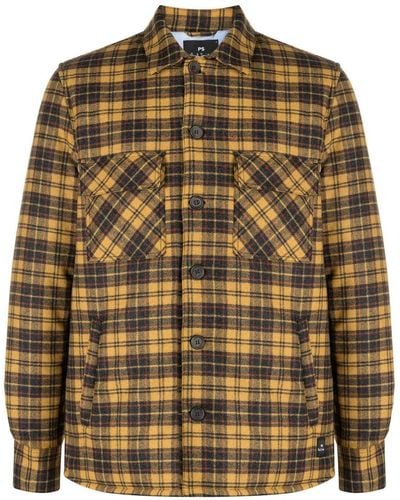 Paul Smith Buttoned Checked Jacket - Brown