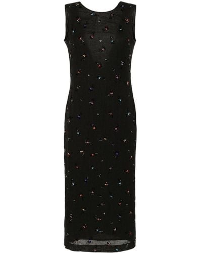 N°21 Bead-embellished Straight Midi Dress - Black