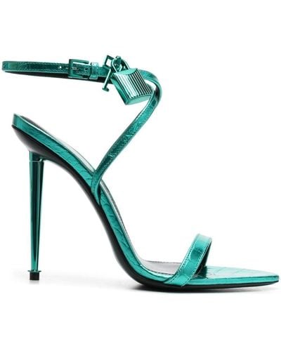 Tom Ford Naked 110mm Crocodile-effect Sandals - Green