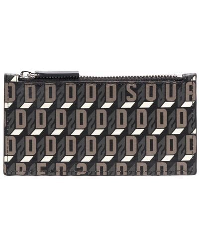 DSquared² Monogram-print Zipped Wallet - Black