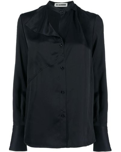 Jil Sander ボタン サテンシャツ - ブラック