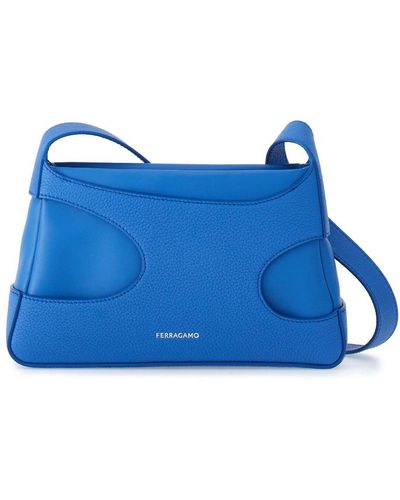 Ferragamo Sac porté épaule en cuir à découpes - Bleu