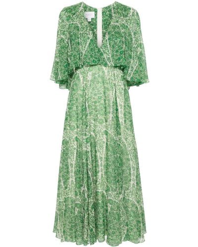 Giambattista Valli Robe mi-longue à imprimé végétal - Vert