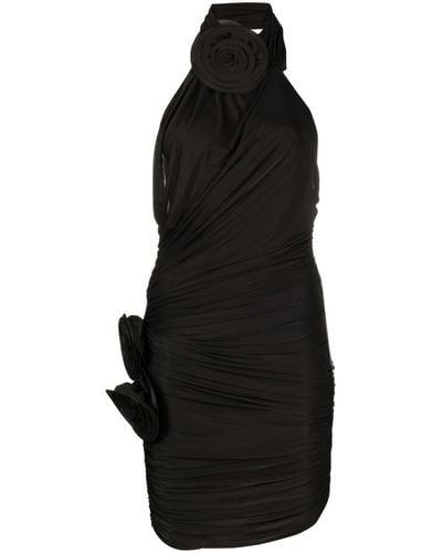 Magda Butrym Floral-appliqué Halterneck Silk Minidress - Black