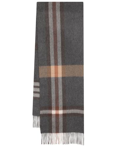 N.Peal Cashmere Plaid Cashmere Scarf - Gray
