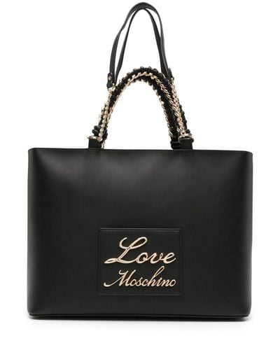 Love Moschino Sac à main à plaque logo - Noir
