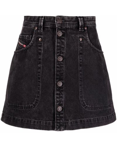 DIESEL De-albus A-line Denim Skirt - Black