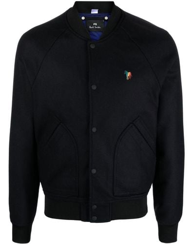 PS by Paul Smith Wadded Logo-embroidered Bomber Jacket - Blue