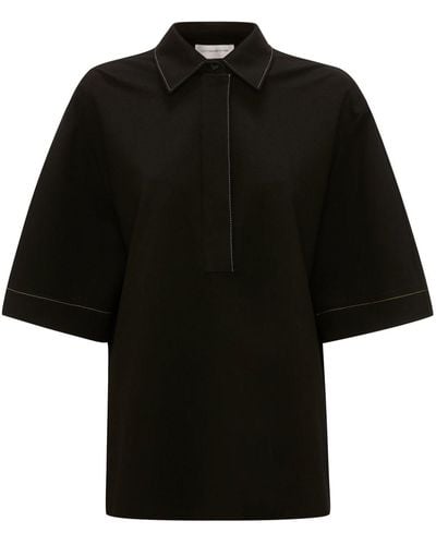 Victoria Beckham Polo crop à coutures contrastantes - Noir