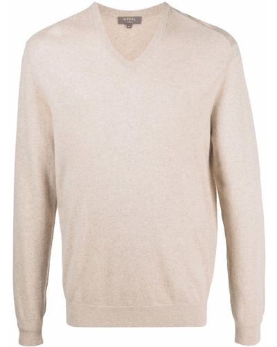 N.Peal Cashmere V-neck Cashmere Sweater - Natural