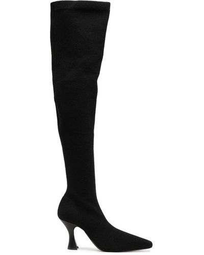 Neous 80mm Leather Knee Boots - Black