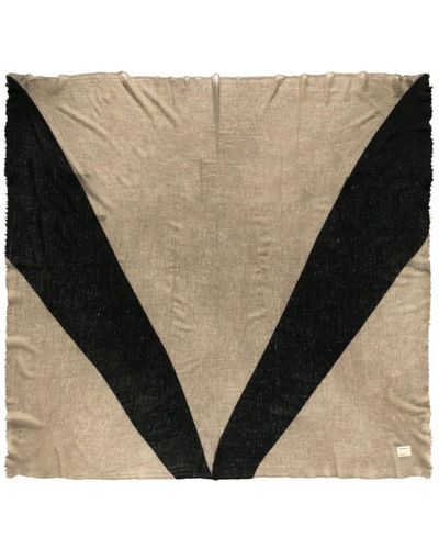 Frenckenberger Diagonal-stripe cashmere scarf - Natur