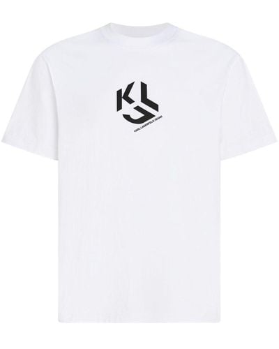 Karl Lagerfeld T-Shirt aus Bio-Baumwolle mit Logo-Print - Weiß