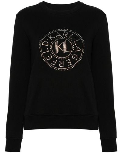 Karl Lagerfeld Sweatshirt mit Strass-Logo - Schwarz