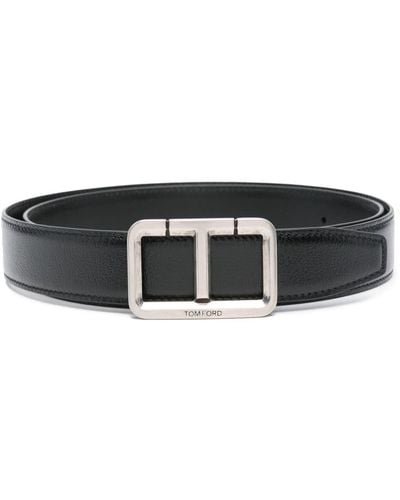 Tom Ford Logo-buckle Leather Belt - Black
