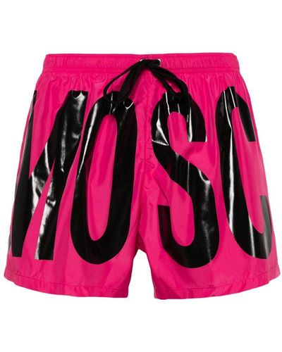 Moschino Badeshorts mit Logo-Print - Pink