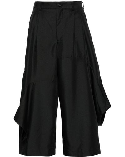 Comme des Garçons Pleated Twill Cropped Trousers - Black