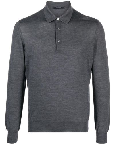 Tagliatore Button-fastening Virgin Wool Polo Shirt - Grey