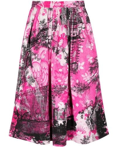 Erdem Printed Jacquard Midi Skirt - Pink