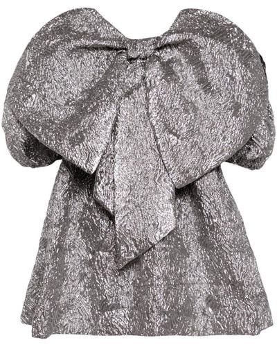 Simone Rocha Short Double Bow Smock Mini Dress - Gray