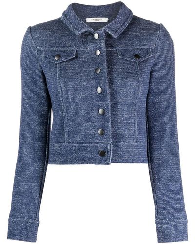 Charlott Cropped Button-up Wool Jacket - Blue