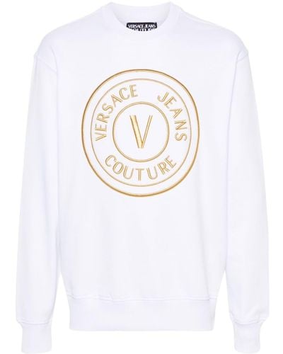 Versace Jeans Couture Embroidered-logo Cotton Sweatshirt - White