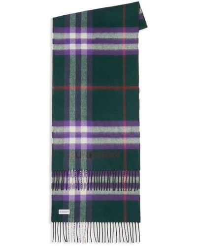 Burberry Two-tone Chequered Cashmere Scarf - Green