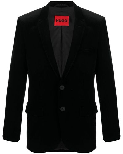 HUGO Single-breasted velvet blazer - Negro