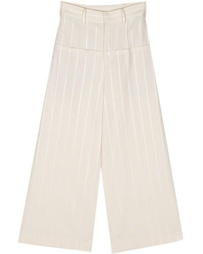 Uma Wang Pinstriped Wide-leg Trousers - White