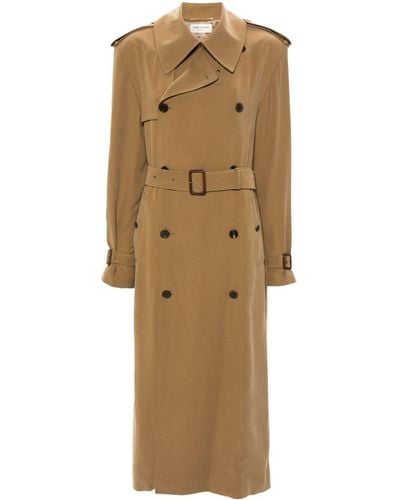 Saint Laurent Double-Breasted Trench Coat - Natural