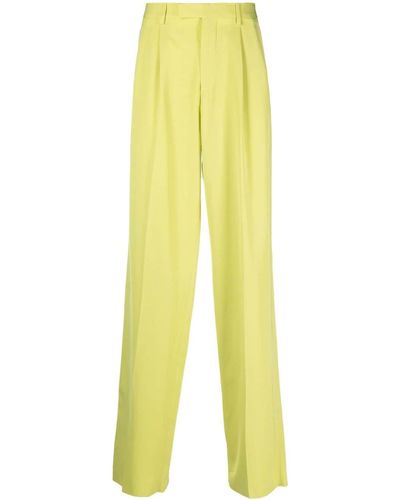 Versace Wide-leg Cotton Trousers - Yellow
