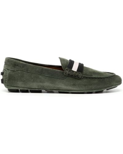 Bally Contrasting-trim Leather Loafers - Green