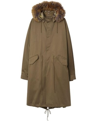 Burberry Hooded Cotton Parka - Natural